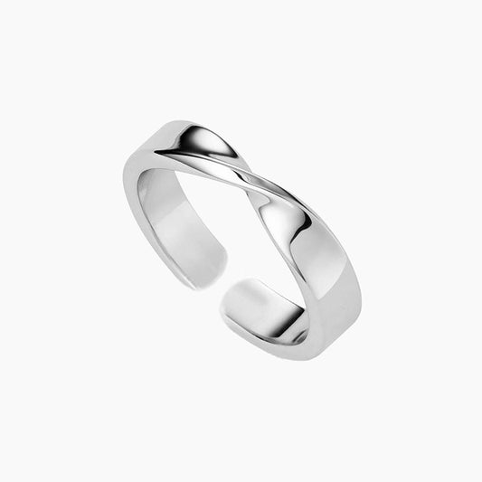 “Twisted Elegance” S925 Sterling Silver Open Adjustable Geometric Ring