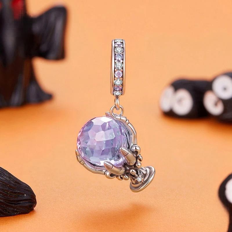 “Crystal Spell” S925 Sterling Silver Halloween Crystal Pendant Bead