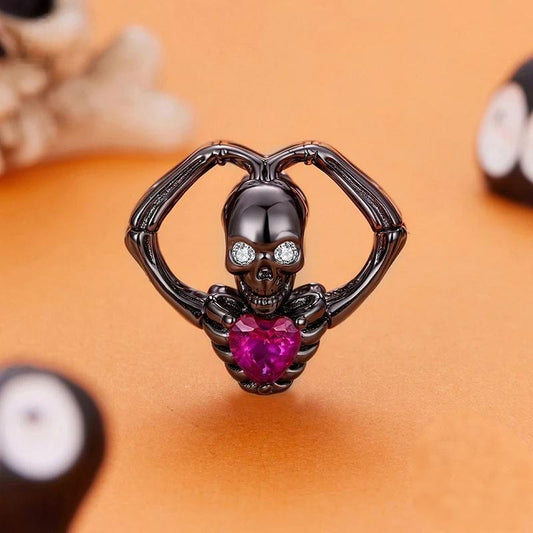 “Skull Heart” S925 Sterling Silver Halloween Skeleton Bead