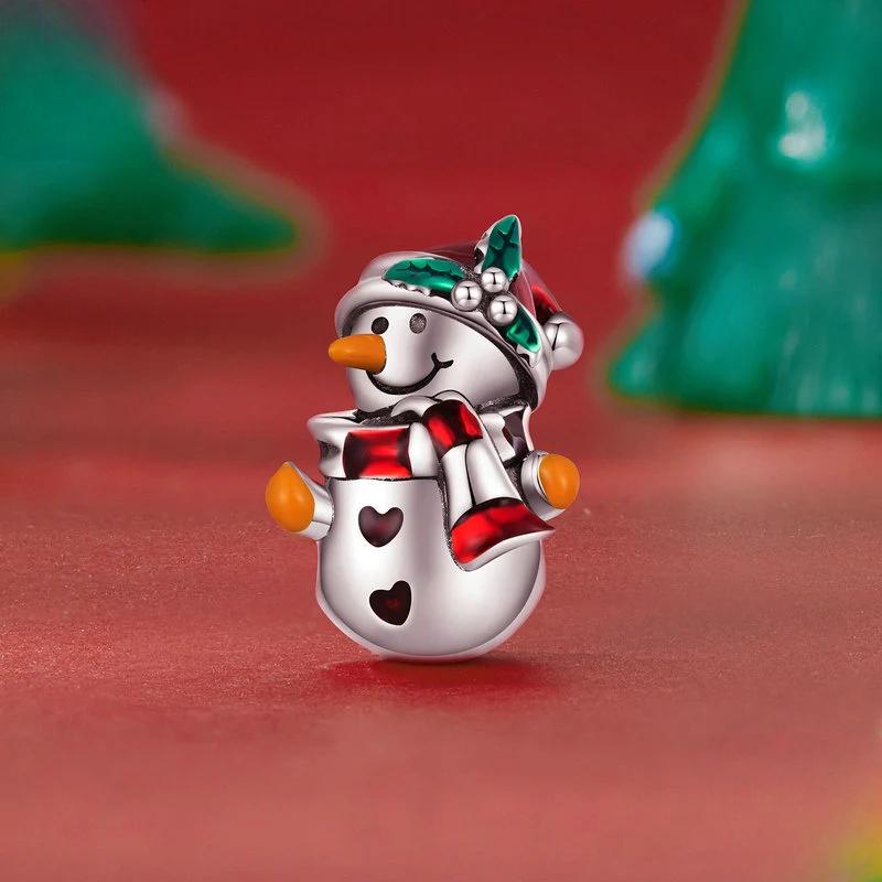 “Snowman Cheer” S925 Sterling Silver Christmas Snowman Charm Bead