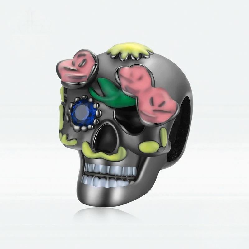 “Rose Skull” S925 Sterling Silver Gothic Halloween Bead