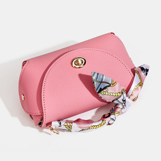 Women's Pebbled Cowhide Scarf Handle Chain Crossbody Bag