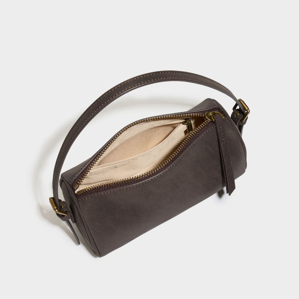 Women's Matte Cowhide Mini Cylinder Bag with Leather Charm