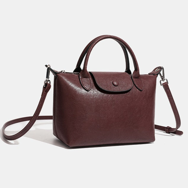 Women's Genuine Leather Dumpling Bag with Detachable Strap