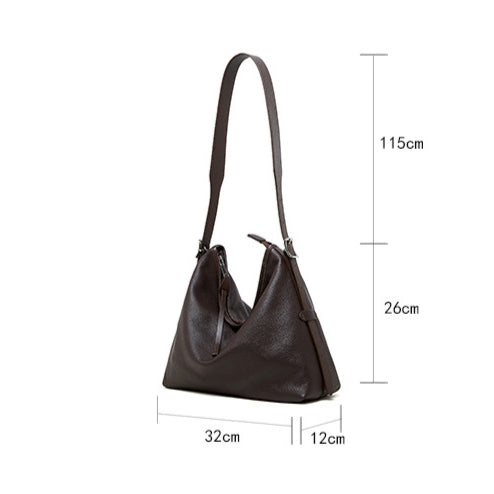 Women's Genuine Leather Retro Shoulder Tote Bag with Lock Detail