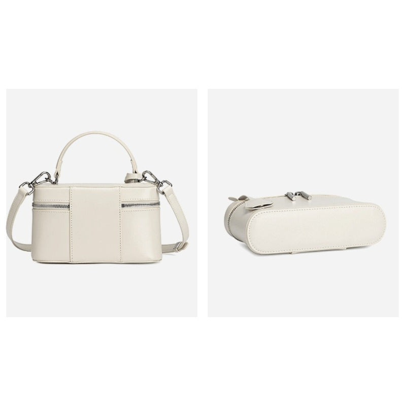 Women's Genuine Leather Square Box Bag with Adjustable Strap