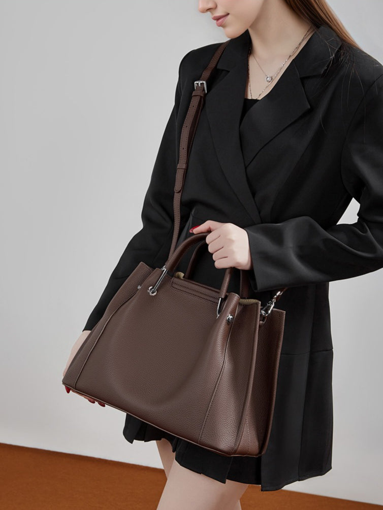 Women's Full-Grain Pebbled Cowhide Trapezoid Tote