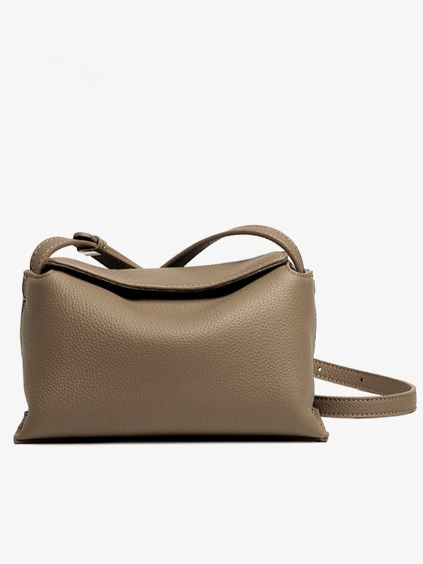 Women's Pebbled Cowhide Flap Crossbody Bag with Hidden Clasp