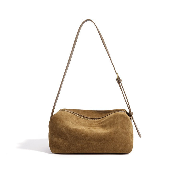 Women's Suede Leather Slouchy Clutch Bag with Adjustable Strap
