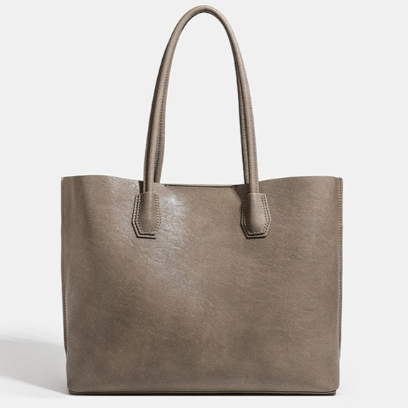 Women's Soft Cowhide Double-Compartment Slouch Tote