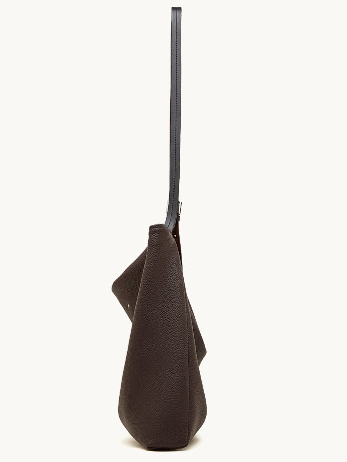 Women's Genuine Leather Slouch Tote Bag with Adjustable Strap & Detachable Pouch
