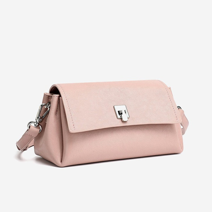 Women's Pebbled Cowhide Pillow Bag with Twist-Lock