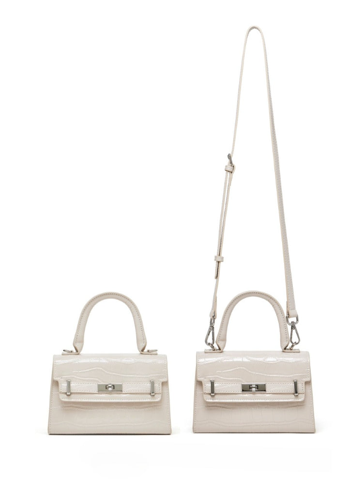 Women's Croc-Embossed Cowhide Structured Top-Handle Bag