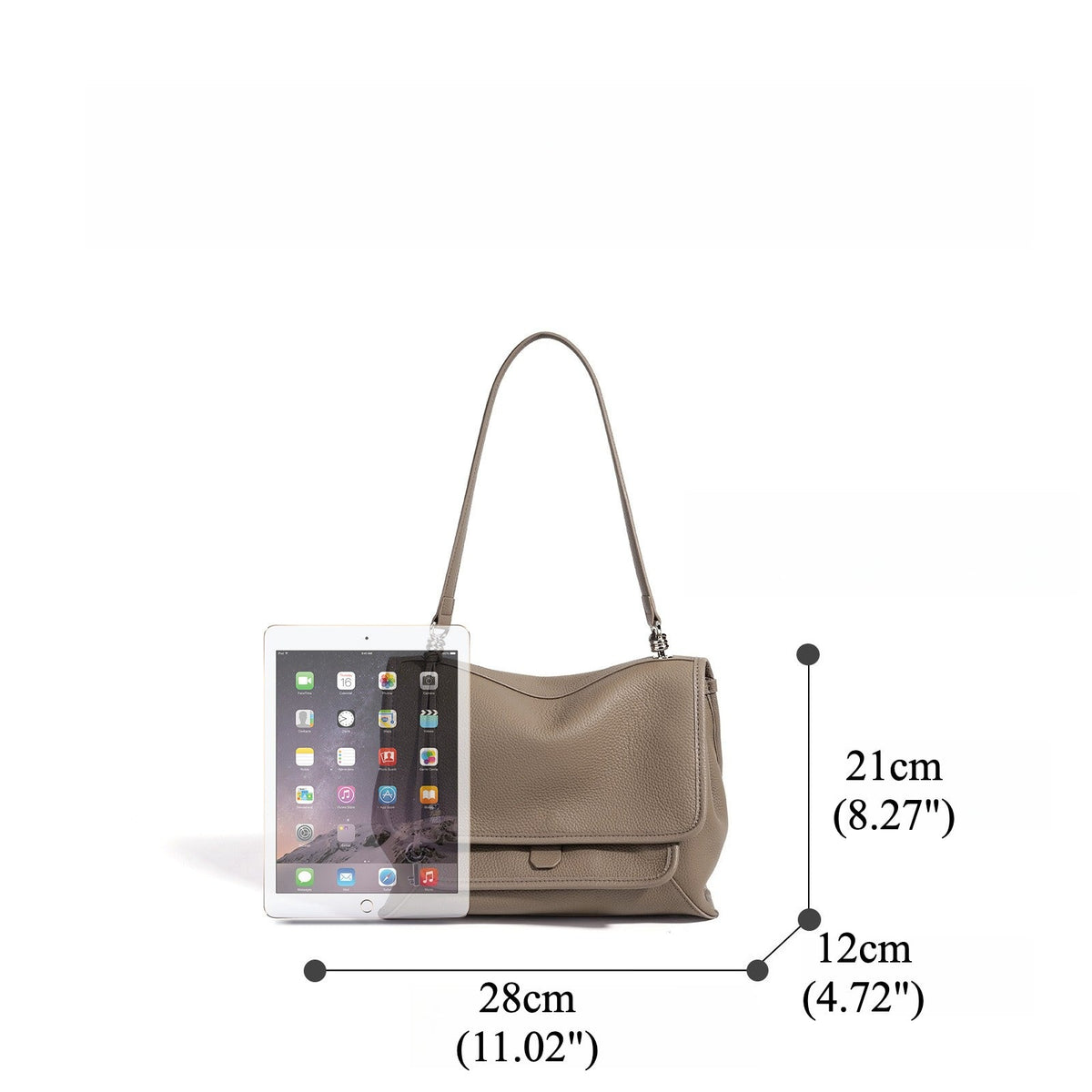 Women's Pebbled Cowhide Flap Messenger Bag with Adjustable Strap