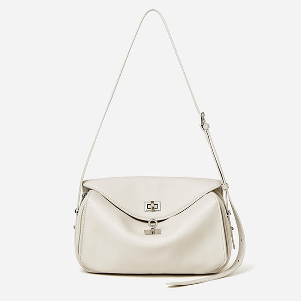 Women's Genuine Leather Envelope Flap Bag with Twist-Lock