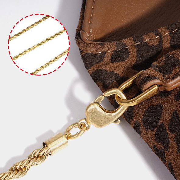 Women's Suede Leather Leopard Envelope Clutch Bag