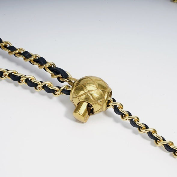 Women's Quilted Sheepskin Flap Bag with Golden Ball Chain