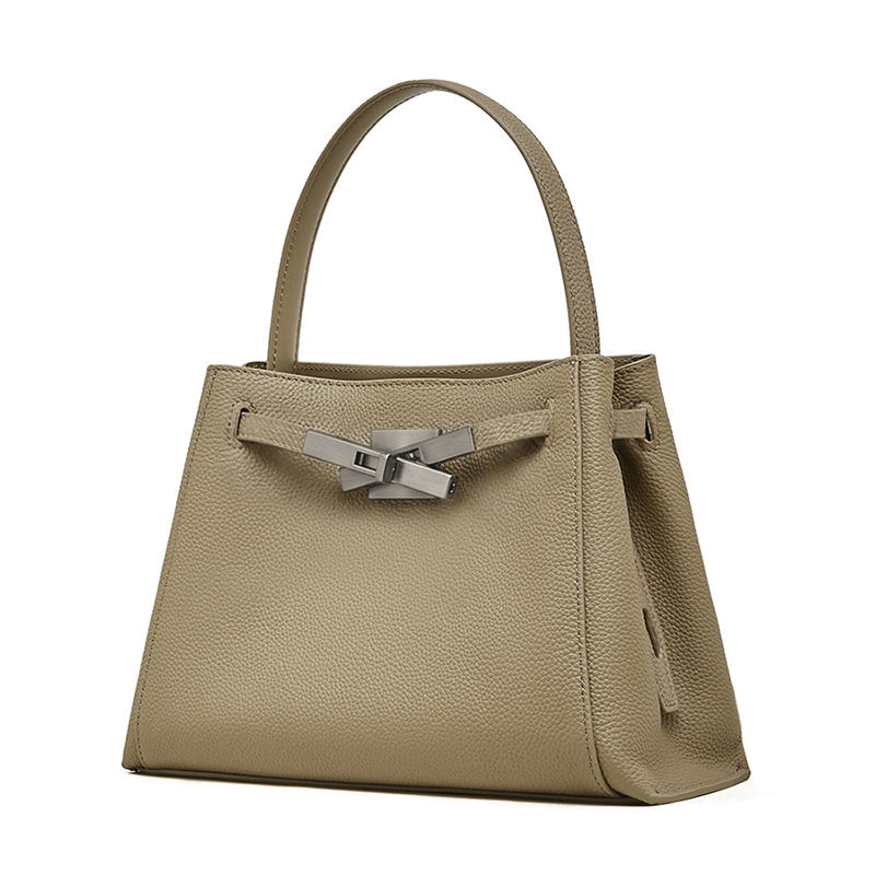 Women's Pebbled Cowhide Bucket Tote with Dual Straps