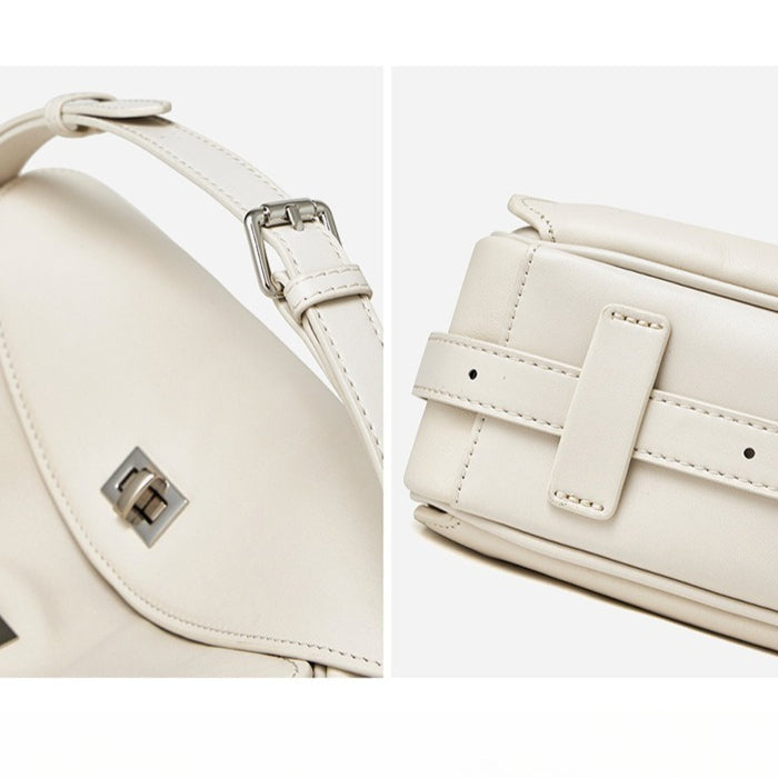 Women's Genuine Leather Envelope Flap Bag with Twist-Lock