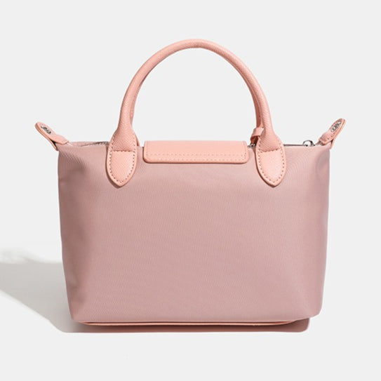 Women's Lightweight Nylon Dumpling Bag with Leather Trim