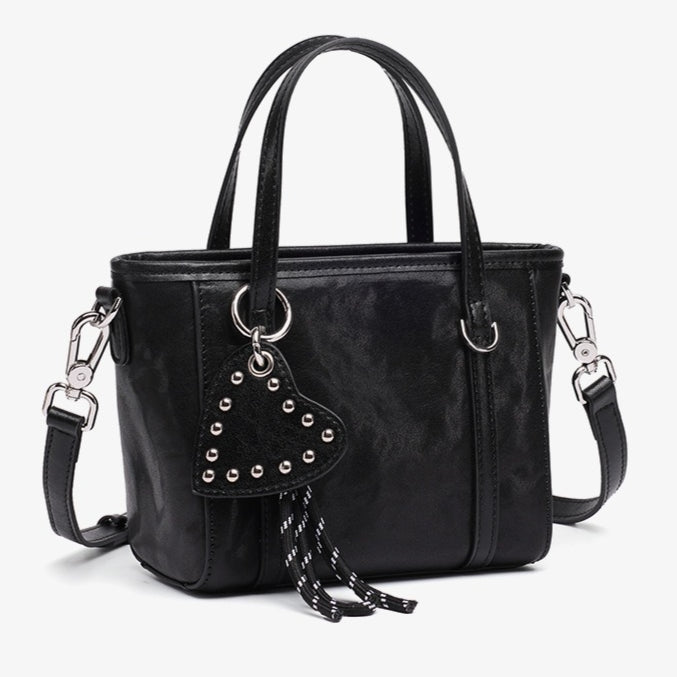 Women's Vegetable-Tanned Cowhide Mini Tote with Heart Charm