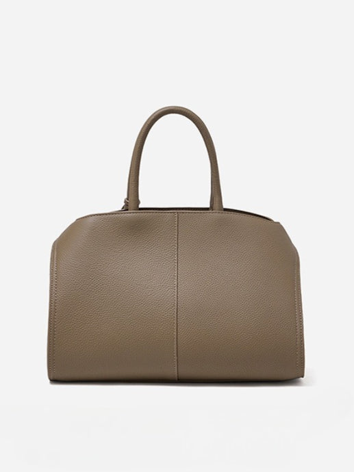 Women's Lychee-Grain Cowhide Double-Buckle Convertible Tote