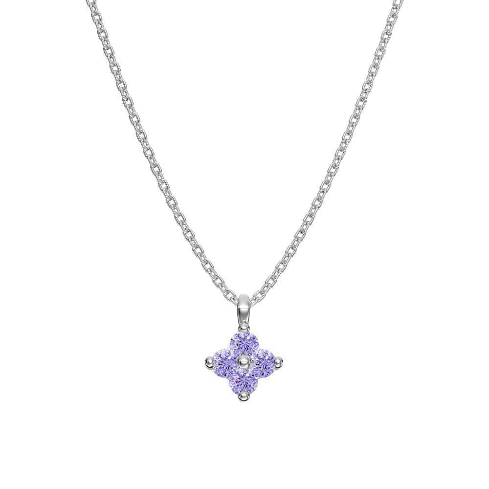 925 Sterling Silver Birthstone Clover Four Leaf Pendant Necklace Platinum Vermeil 12 Colors