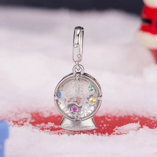 “Winter Snow Globe” S925 Sterling Silver Christmas Snow Globe Charm Bead