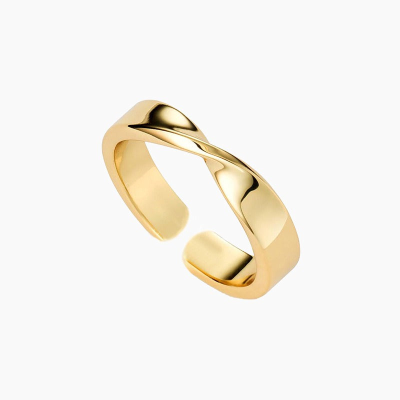“Twisted Elegance” S925 Sterling Silver Open Adjustable Geometric Ring