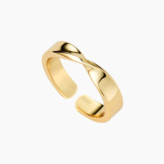 “Twisted Elegance” S925 Sterling Silver Open Adjustable Geometric Ring