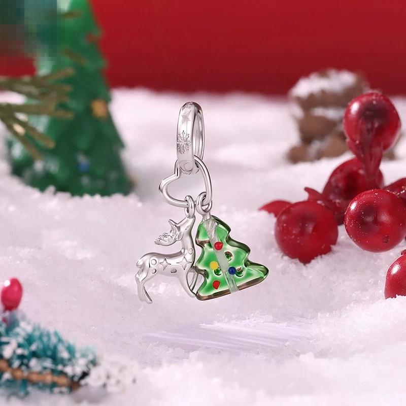 “Holiday Wreath” S925 Sterling Silver Christmas Pendant Charm
