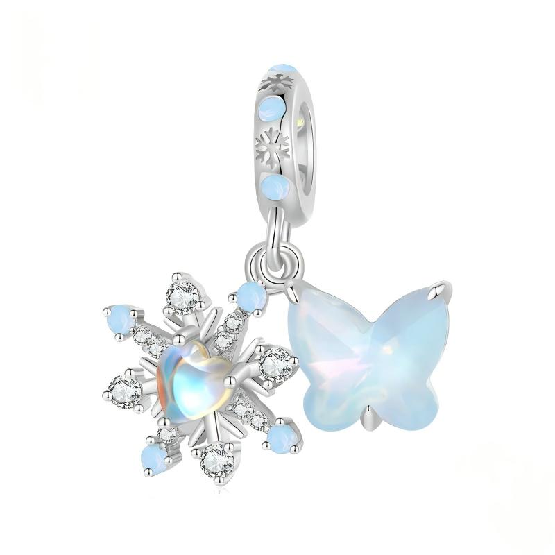 “Moonlit Frost” S925 Sterling Silver Snowflake Moonstone Charm Bead