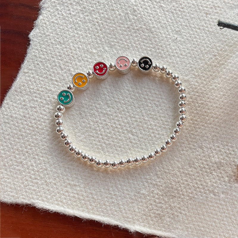 “Rainbow Smile” S925 Sterling Silver Rainbow Smile Beaded Bracelet