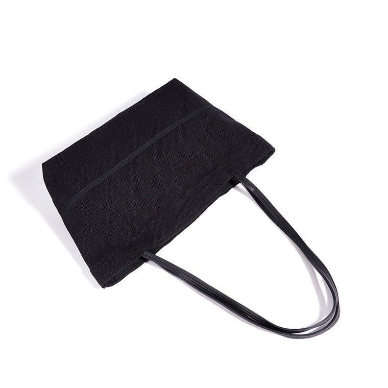 Women's Linen Tote Bag with Structured Base and Wide Straps