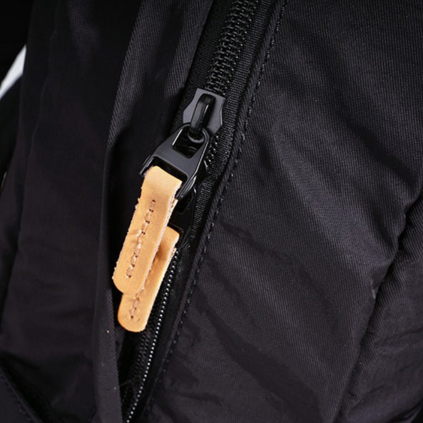 Women's Nylon Backpack with Genuine Leather Trim and Multiple Pockets