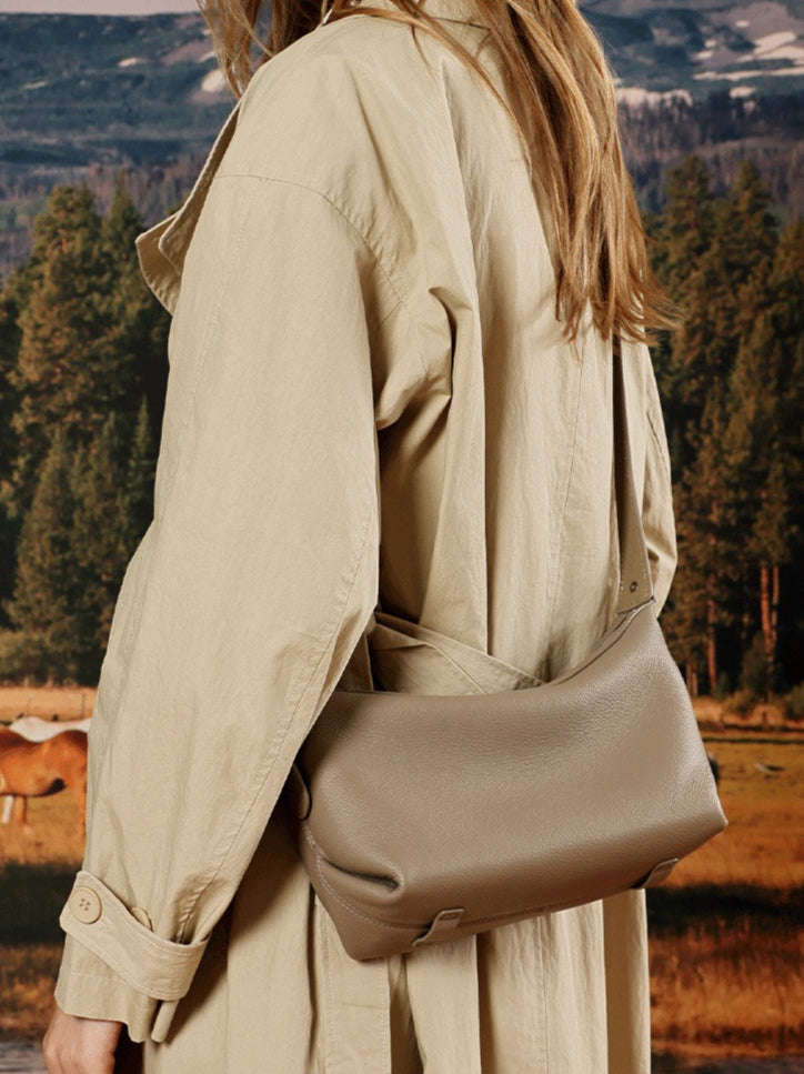 Women's Pebbled Cowhide Slouchy Hobo Bag with Hidden Strap