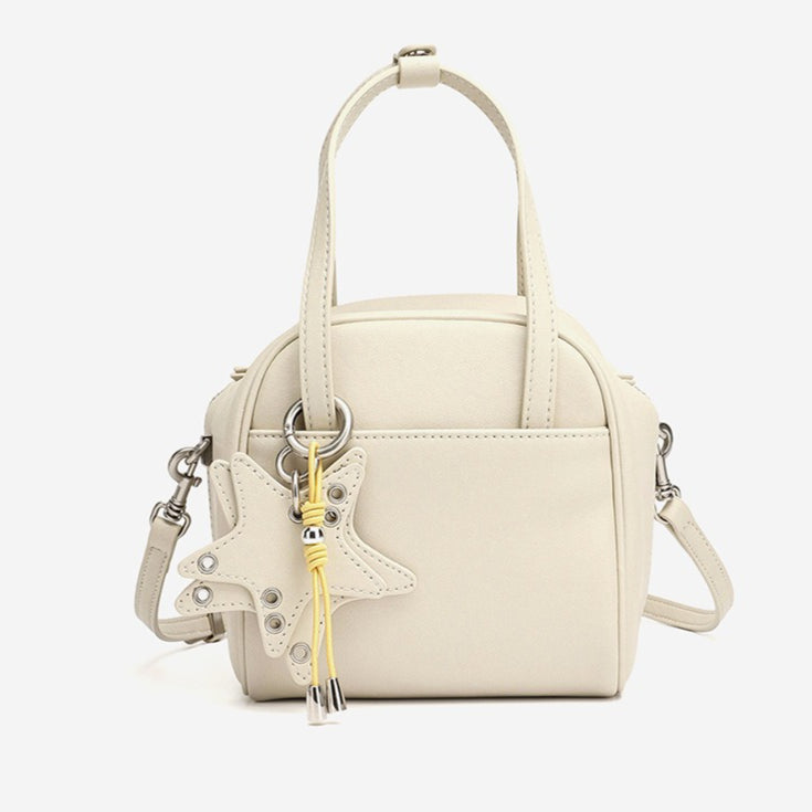 Women's Genuine Leather Mini Boston Bag with Star Charm