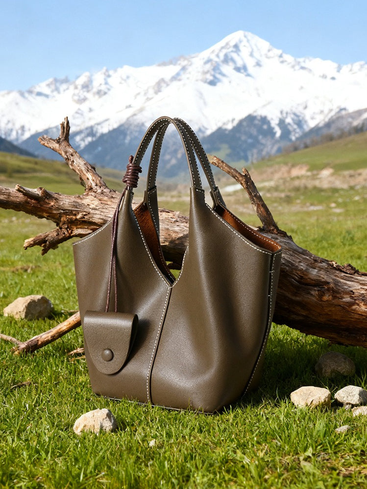 Women's Full-Grain Cowhide Woven Hobo Tote with Detachable Strap