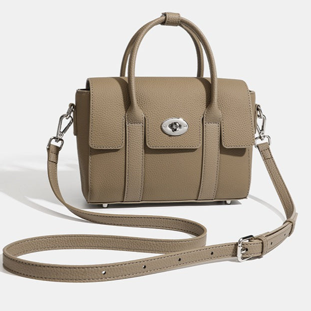 Women's Top-Grain Cowhide Vintage Twist-Lock Box Bag