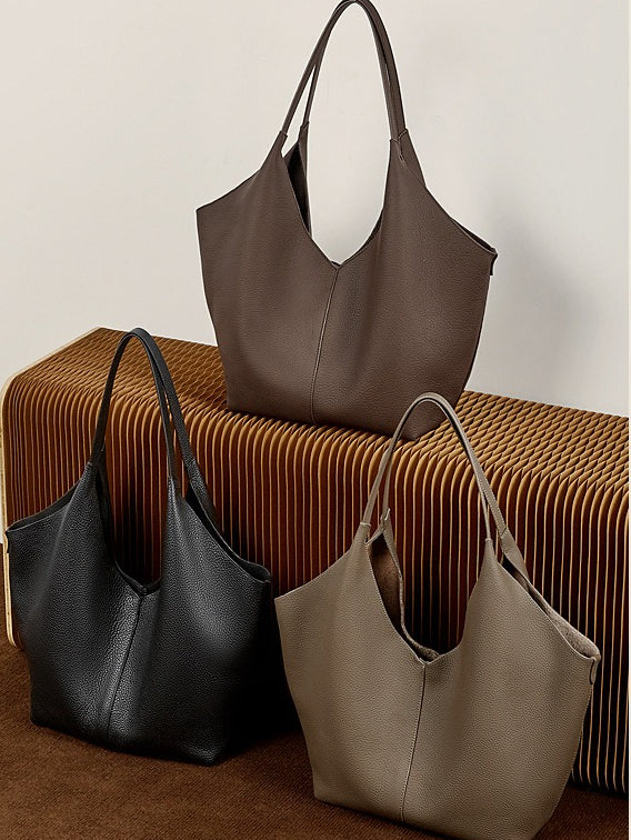Women's Pebbled Cowhide V-Cut Hobo Shoulder Bag