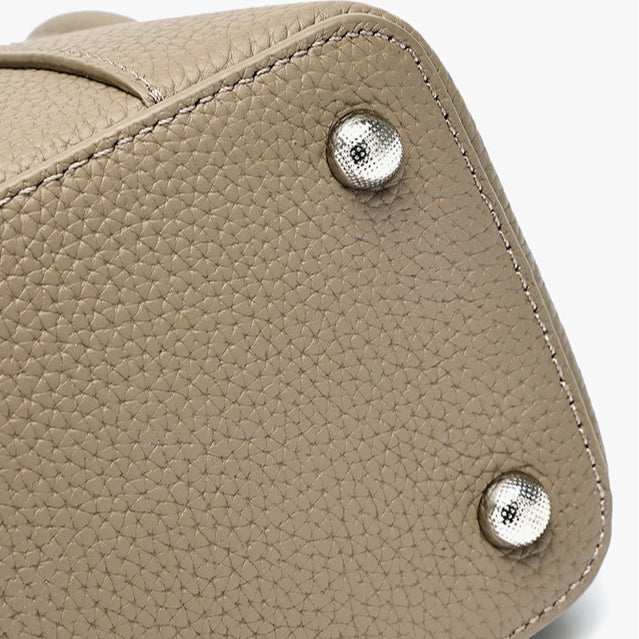 Women's Pebbled Cowhide Mini Boston Bag with Adjustable Strap