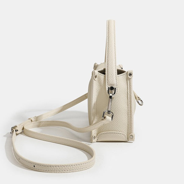 Women's Pebbled Cowhide Foldover Crossbody Clutch Bag