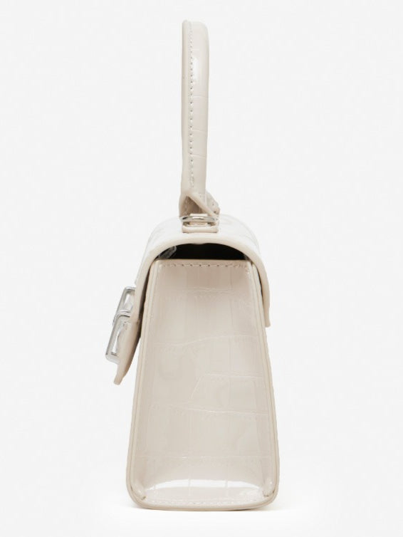 Women's Croc-Embossed Cowhide Structured Top-Handle Bag