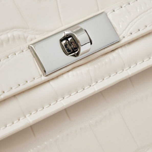 Women's Croc-Embossed Cowhide Structured Top-Handle Bag