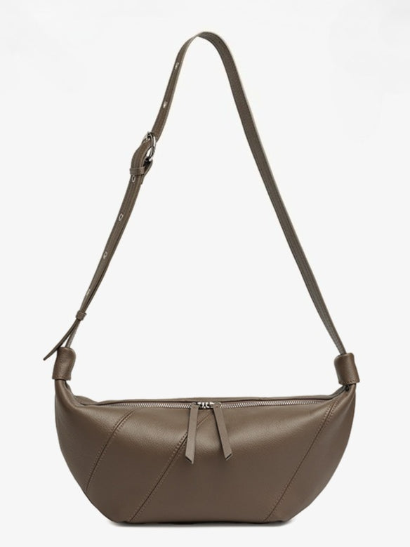 Women's TC Cowhide Soft Dumpling Bag with Adjustable Strap