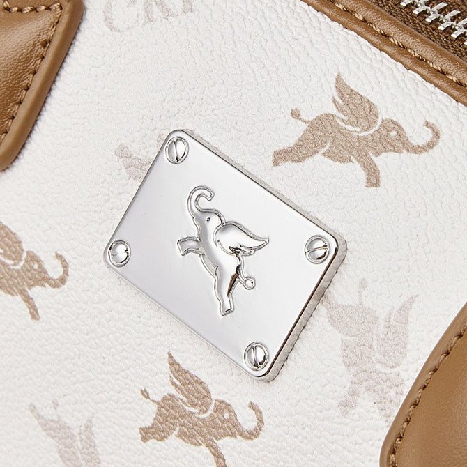 Women's Flying Elephant Monogram Mini Boston Bag with Charm