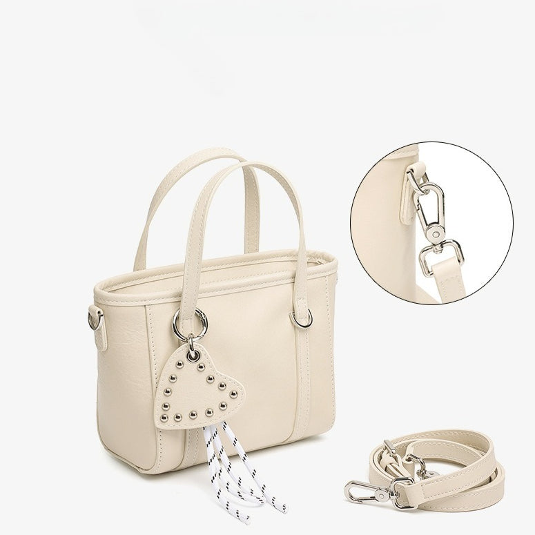Women's Vegetable-Tanned Cowhide Mini Tote with Heart Charm