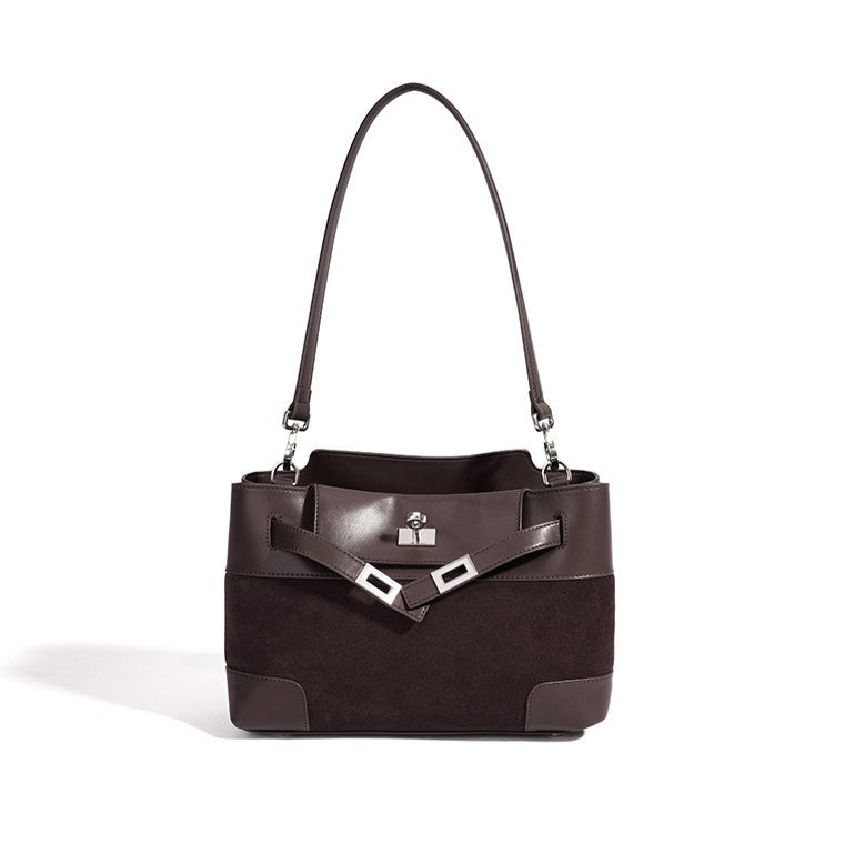 Women's Suede Leather Slouchy Clutch Bag with Detachable Pouch