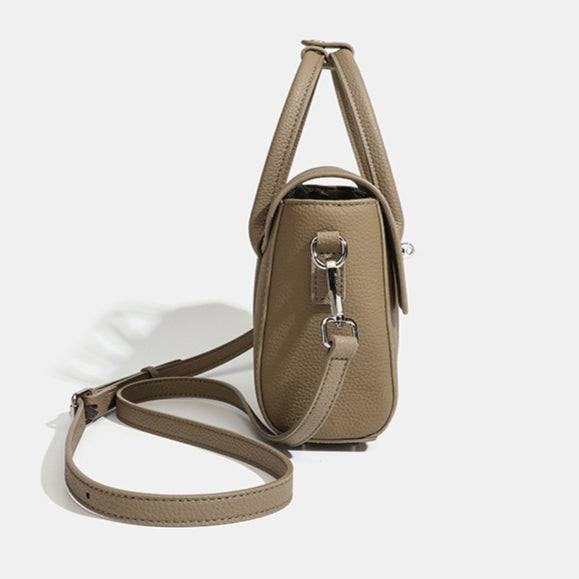 Women's Top-Grain Cowhide Vintage Twist-Lock Box Bag