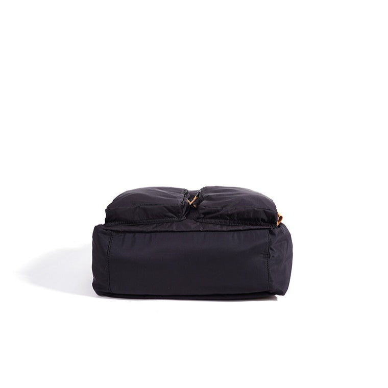 Women's Nylon Backpack with Genuine Leather Trim and Multiple Pockets